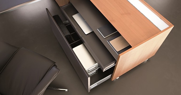 Storage built into desk