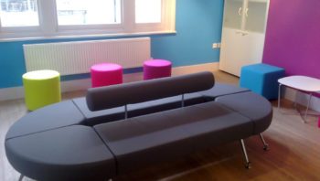 Colourful school breakout space