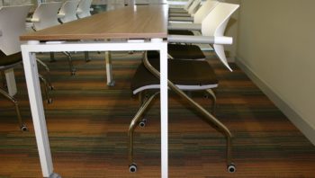 Detail of light oak study table