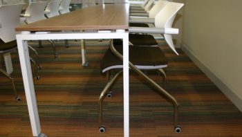 Detail of light oak study table