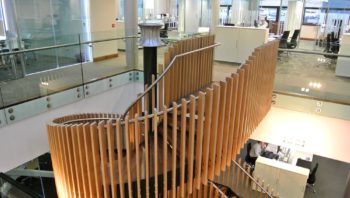 Oak stairway in office block