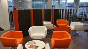 Breakout space with comfortable chairs