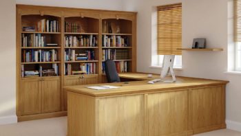Light oak executive desk and bookshelves