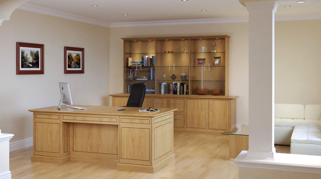 Luxury executive office beech desk storage and bookcase