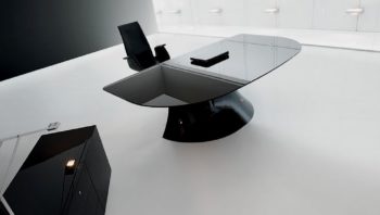 Black glass and lacquer executive office