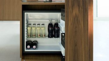 Drinks cabinet built into desk