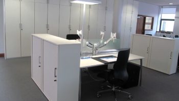 Individual desk in storage area