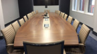 Leather chairs and large boardroom table