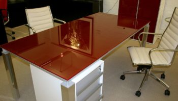 Suite of lacquer and glass executive furniture