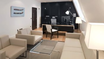 Leather settees and chairs