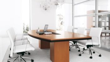 Oak curved boardroom table