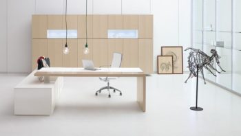 Beech and white wood desk