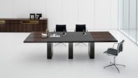 Walnut meeting table and cabinet