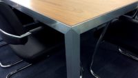 Alluminium and walnut table